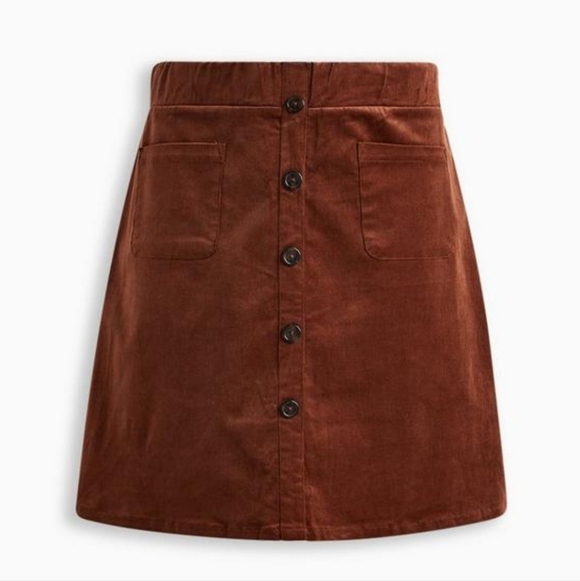 Torrid Brown Corduroy Button-Front Skirt Size 12 Plus Country - Picture 4 of 7